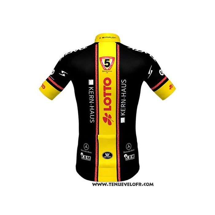 2020 Maillot Ciclismo Lotto-kern Haus Noir Jaune Manches Courtes et Cuissard